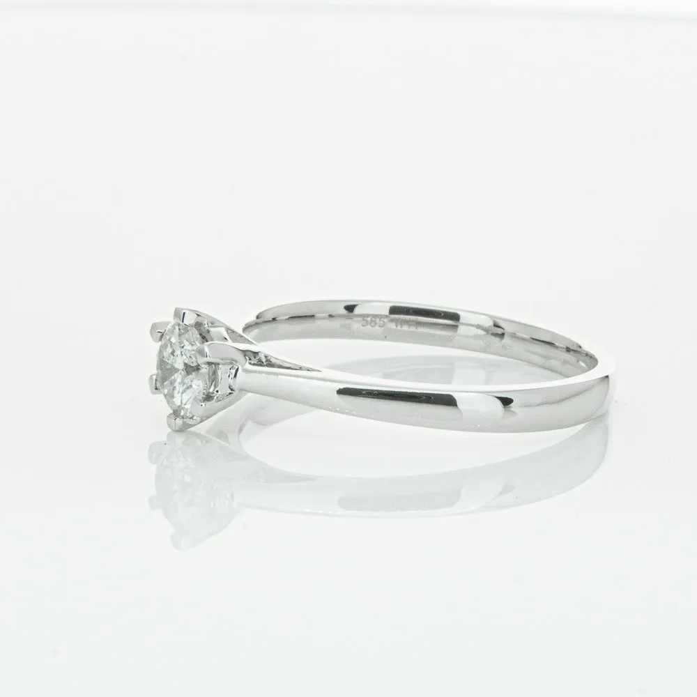 14ct White Gold .40ct Diamond Lunette Ring