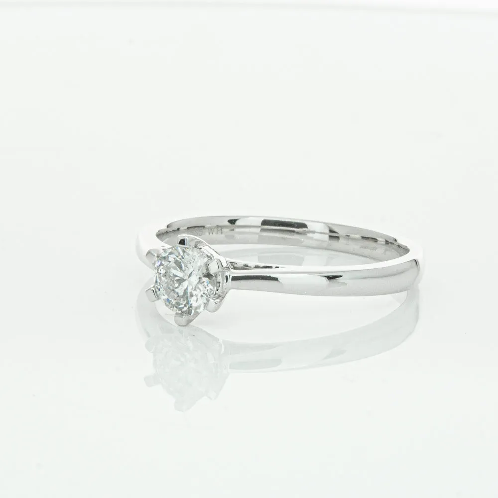 14ct White Gold .40ct Diamond Lunette Ring