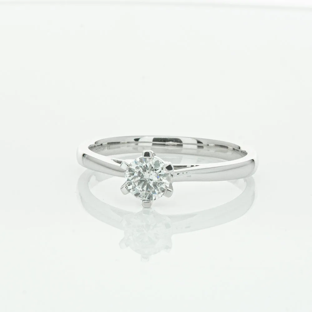 14ct White Gold .40ct Diamond Lunette Ring