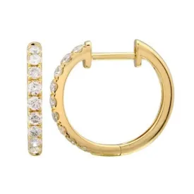 14K Yellow Gold Diamond Hoops