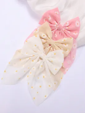 1pc Ribbon Daisy Print Bowknot Hair Clips For Women,Elegant Cute Trailing-Tail Alligator Hair Clips,Women Fashion Hair Accessory For Daily.