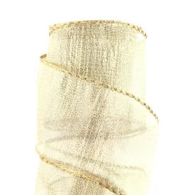 63mm x 9M Gold Organza Wired Ribbon 6309023