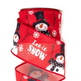 63mm x 9M Let It Snow Red Wired Ribbon 6309012