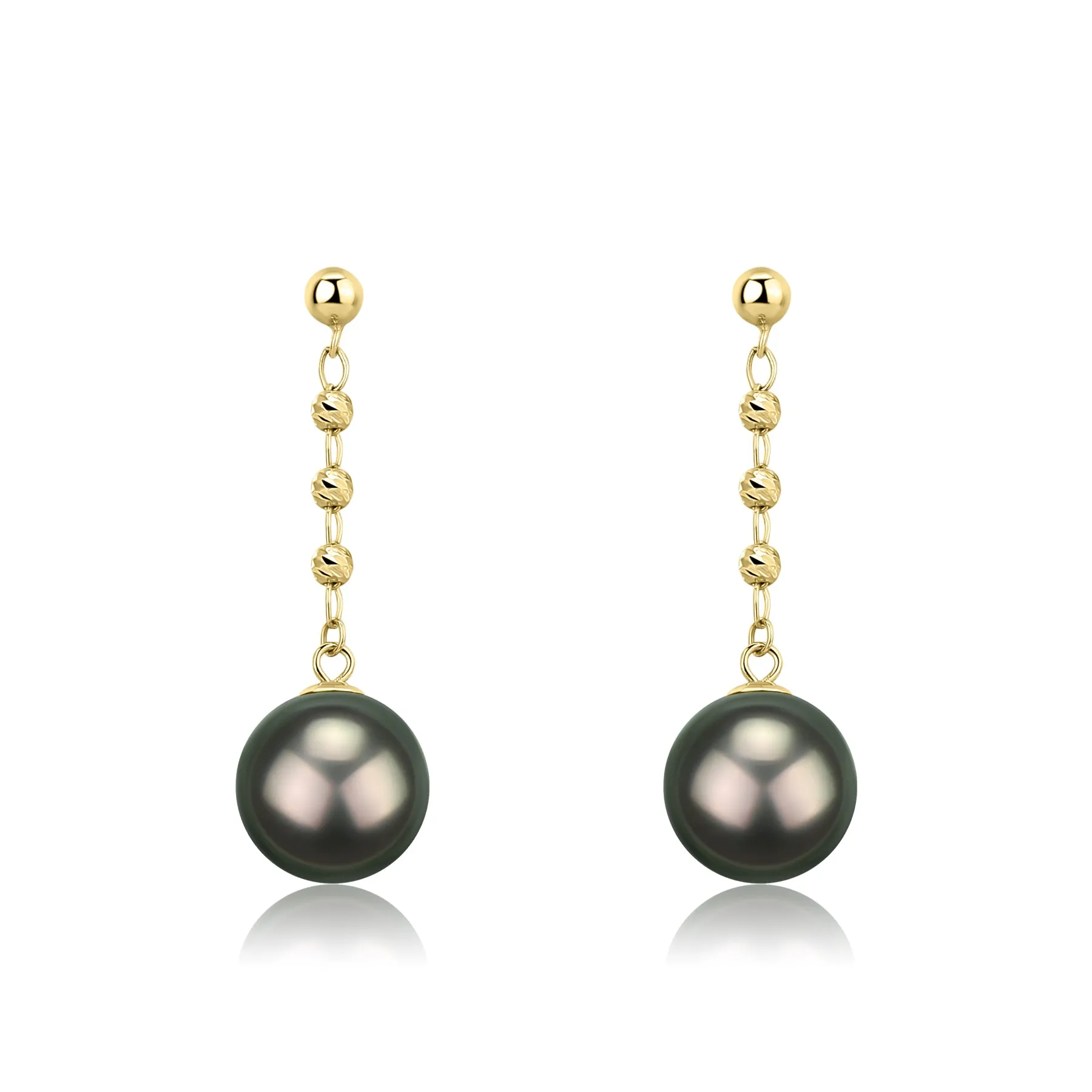 8-9mm Tahitian Pearl & Beaded Long Drop Earrings