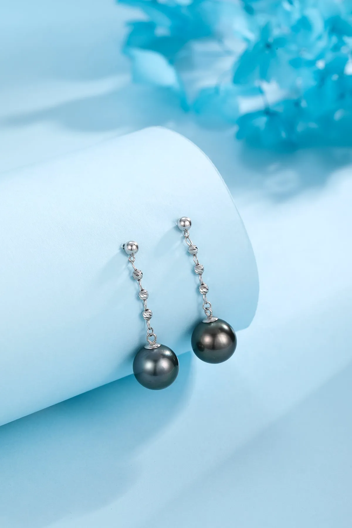 8-9mm Tahitian Pearl & Beaded Long Drop Earrings