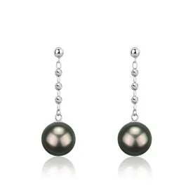 8-9mm Tahitian Pearl & Beaded Long Drop Earrings