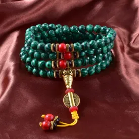 8mm Malachite JapaMala Spiritual Women Men Yoga Jewelry Prayer Meditation 108 Mala Necklace