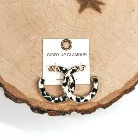 Animal Print Gold Hoops in White/Black