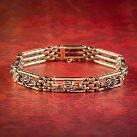 Antique Edwardian Love Knot Gate Bracelet Platinum 15ct Gold