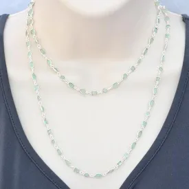 Aqua Chalcedony long  station necklace - March Birthstone