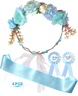 Baby Shower Decoration for Boy, Mommy To Be Flower Crown Blue, Baby Shower fro Boy