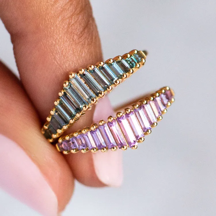 Baguette Cut Lilac Sapphire Ring