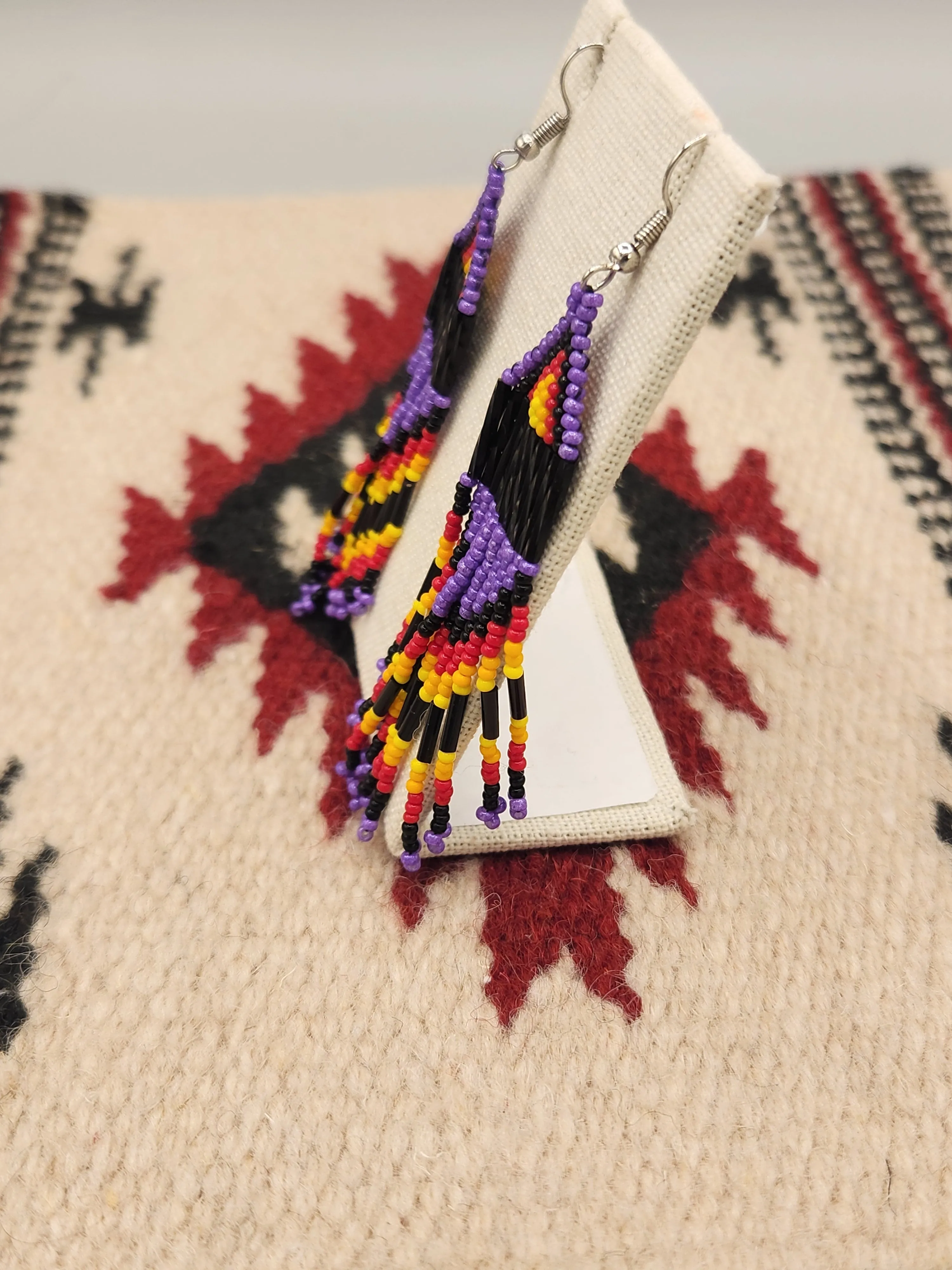 BEADED EARRINGS  - PURPLE - CONNIE KELLEY