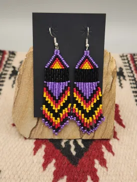 BEADED EARRINGS  - PURPLE - CONNIE KELLEY