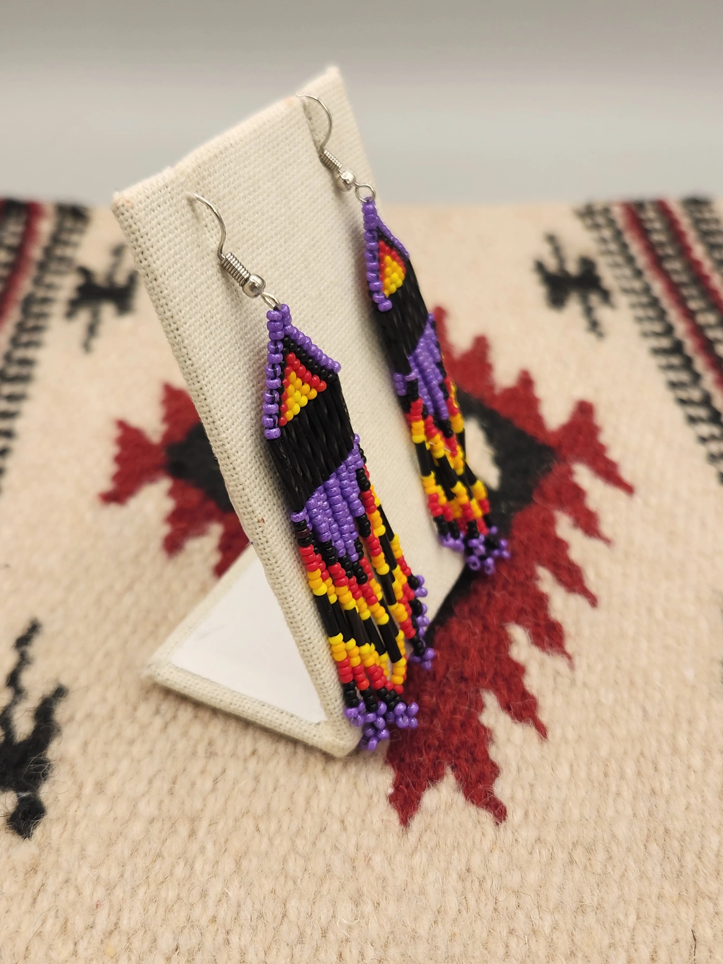 BEADED EARRINGS  - PURPLE - CONNIE KELLEY