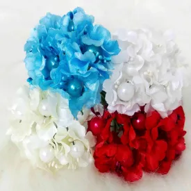 Beautiful Fabric Flowers with Pollens and Pearl for DIY Craft, Trousseau Packing or Decoration - Design 14