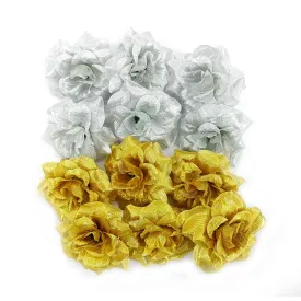 Beautiful Fabric Net Flowers for DIY Craft, Trousseau Packing or Decoration (pack of 12 Flowers) - Design 38