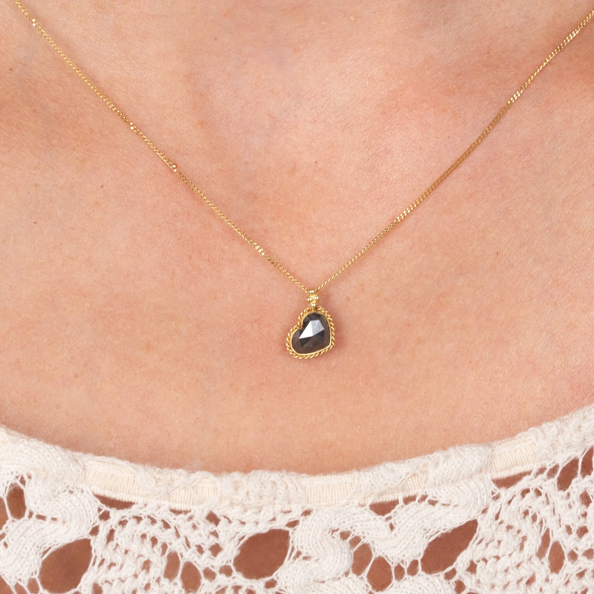 Black Diamond Heart Necklace