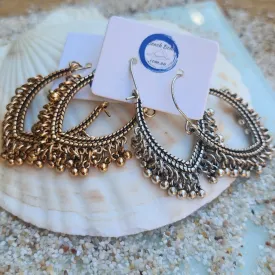 BOHO TASSEL EARRINGS GOLD / SILVER HOOP EARRINGS