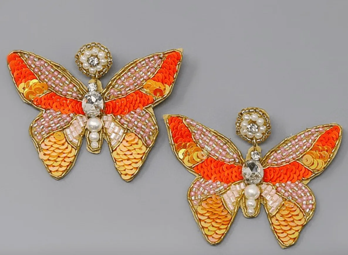 Butterfly Beaded Earrings