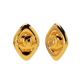 Chanel Diamond Shaped Logo Earrings