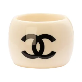 Chanel White Acrylic Clamper Bangle