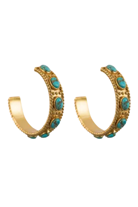 Christina Greene Southwestern Turquoise Hoop Earrings