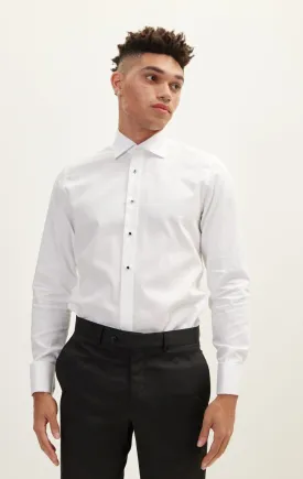 Classical Top  Front Stud Tuxedo Shirt - Houndstooth