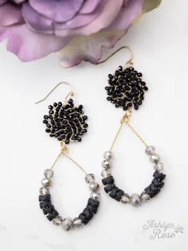 Craft of Perfection Crystal Beaded Teardrop Earrings, Black