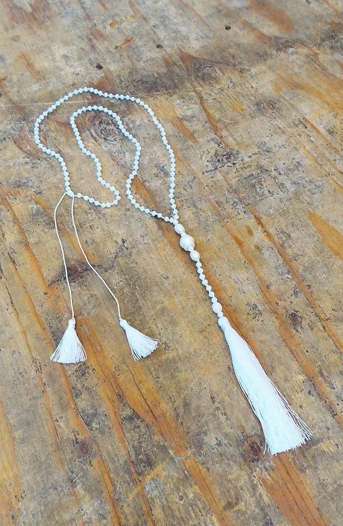 Crystal And Pearl Necklace With Tassels