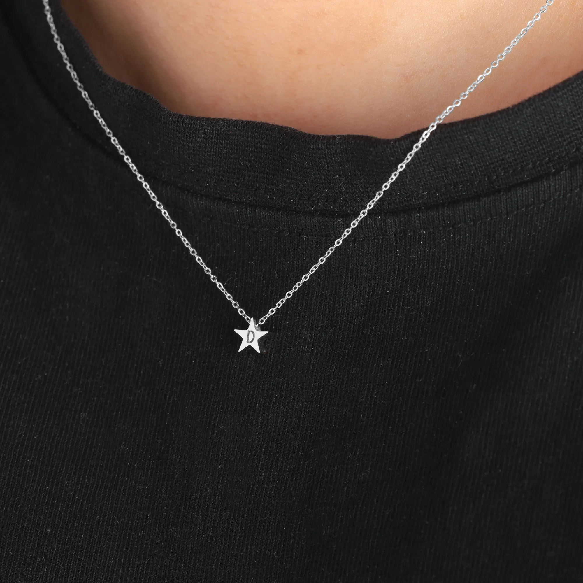 Dainty Star Initial Necklace