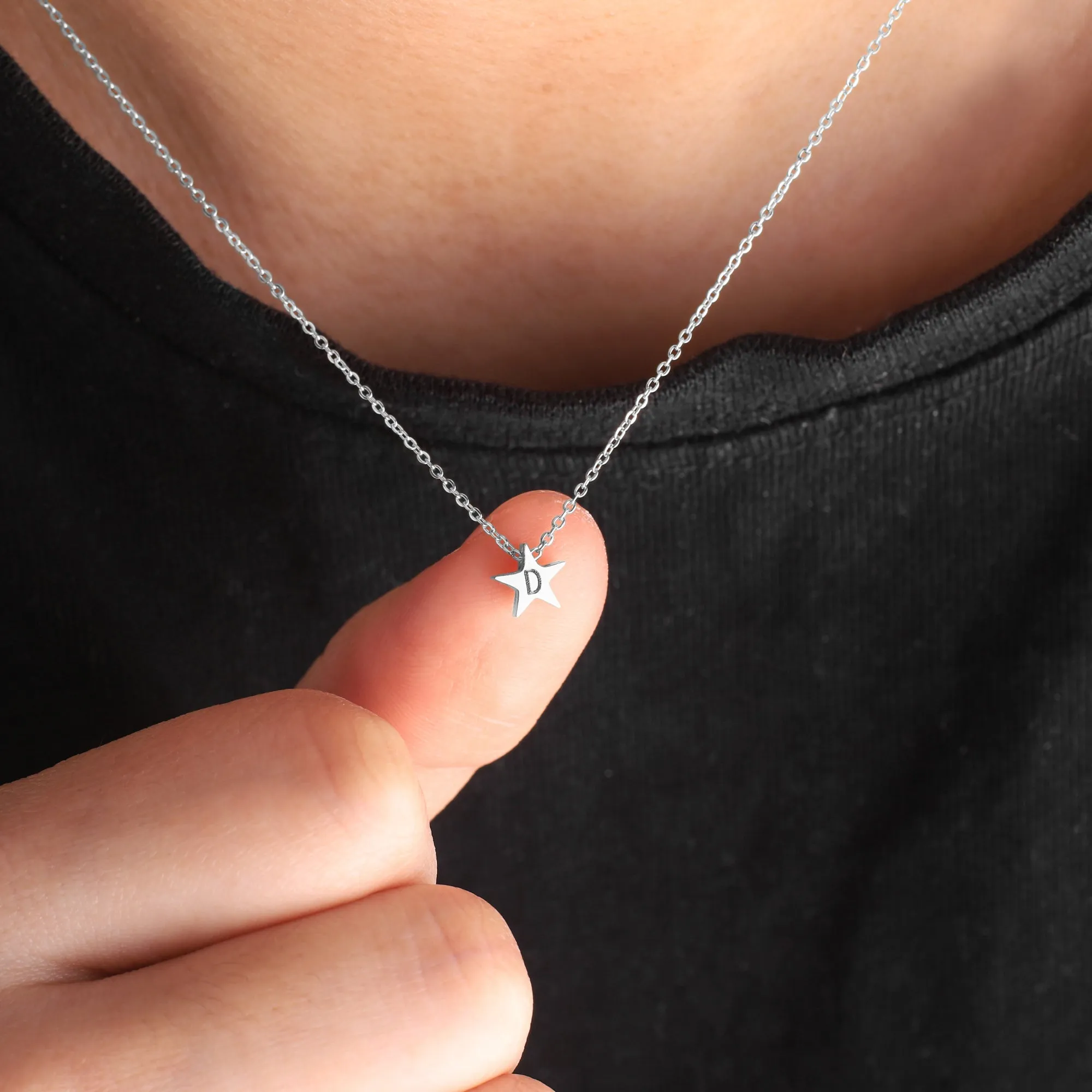 Dainty Star Initial Necklace