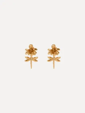 Dragonfly Flower Clip-On Earrings