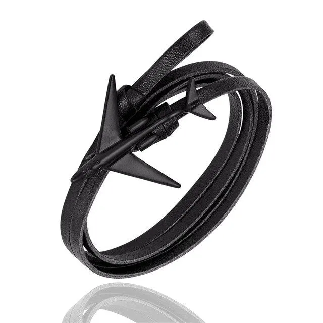 (Edition 3) - Special Leather Rope Designed Airplane Bracelets Black (Adjustable)