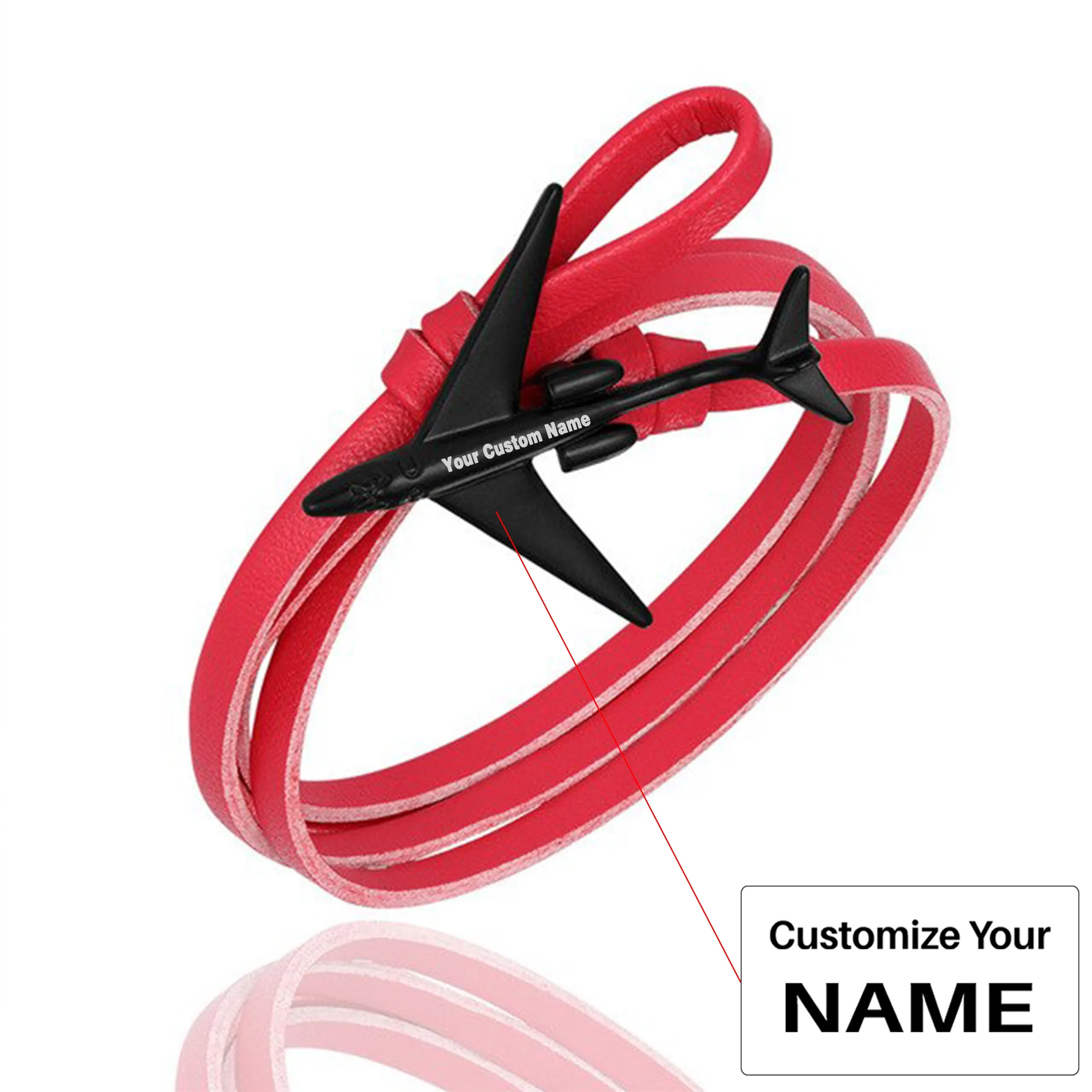 (Edition 3) - Special Leather Rope Designed Airplane Bracelets Black (Adjustable)