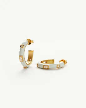 Enamel & Stone Small Hoop Earrings