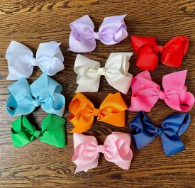 Hair Bow in Grosgrain Ribbon - 6 inch