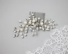 Handmade Ivory Pearls Wedding Comb