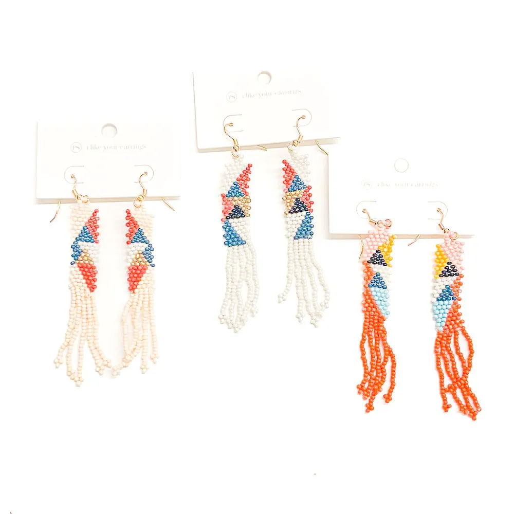 IndiGo Beaded Tassel Earrings