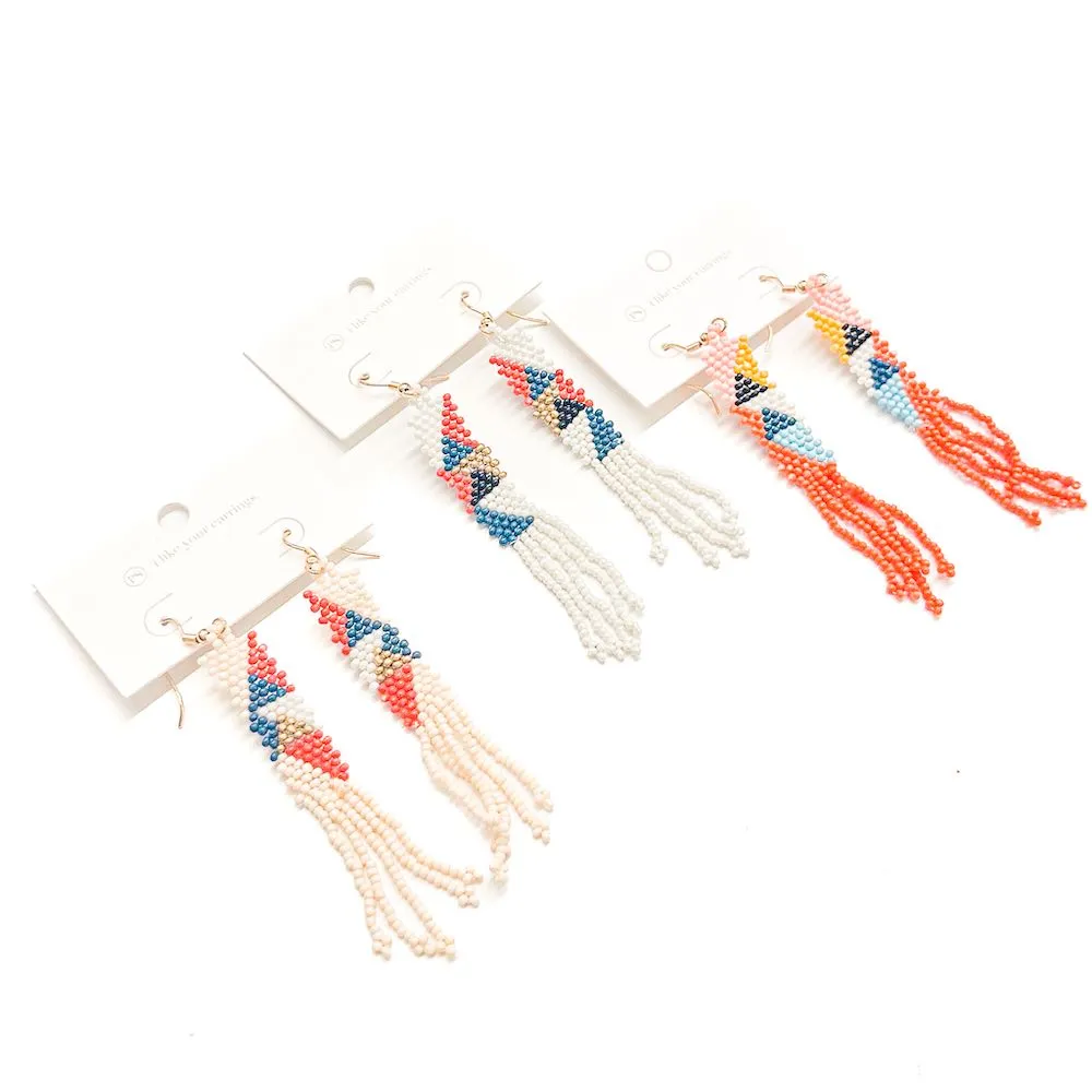 IndiGo Beaded Tassel Earrings