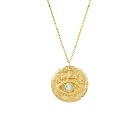 Moonstone Baby Eye of Protection Coin Pendant