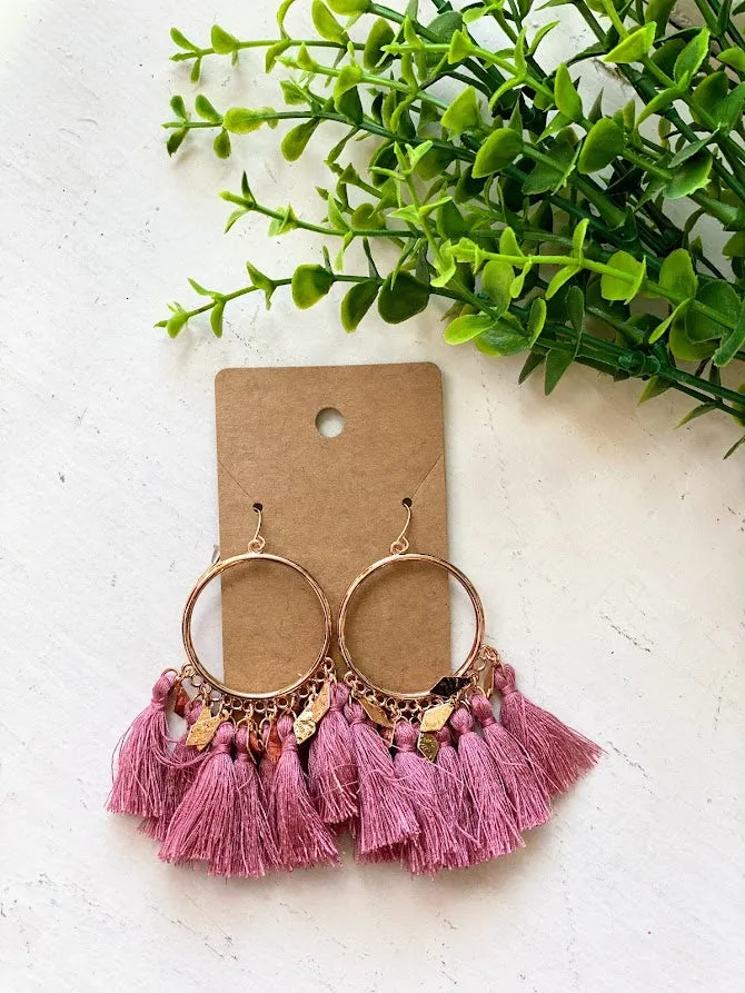 Pink Tassel Earrings