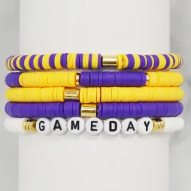 Purple & Yellow Game Day Stretch Bracelets (set of 5)