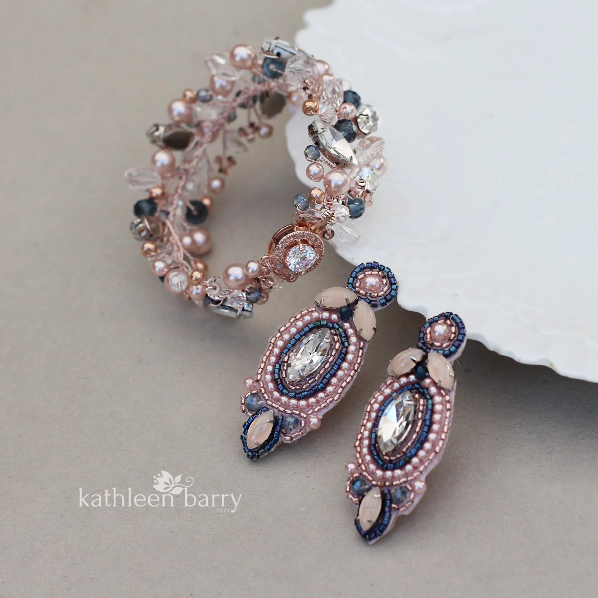 Shelby earrings - Rhinestone silver and beaded embroidery - color options available