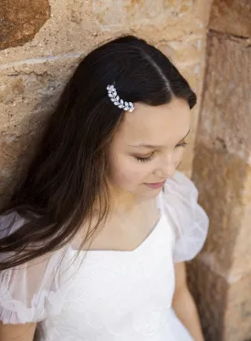 Silver Crystal Leaf Hairclip