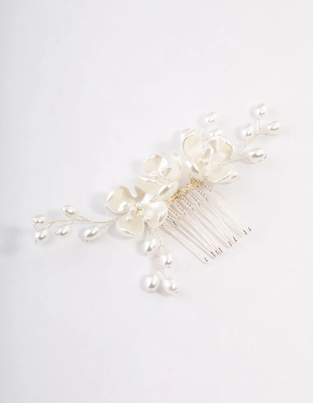 Silver Plain Flower Comb