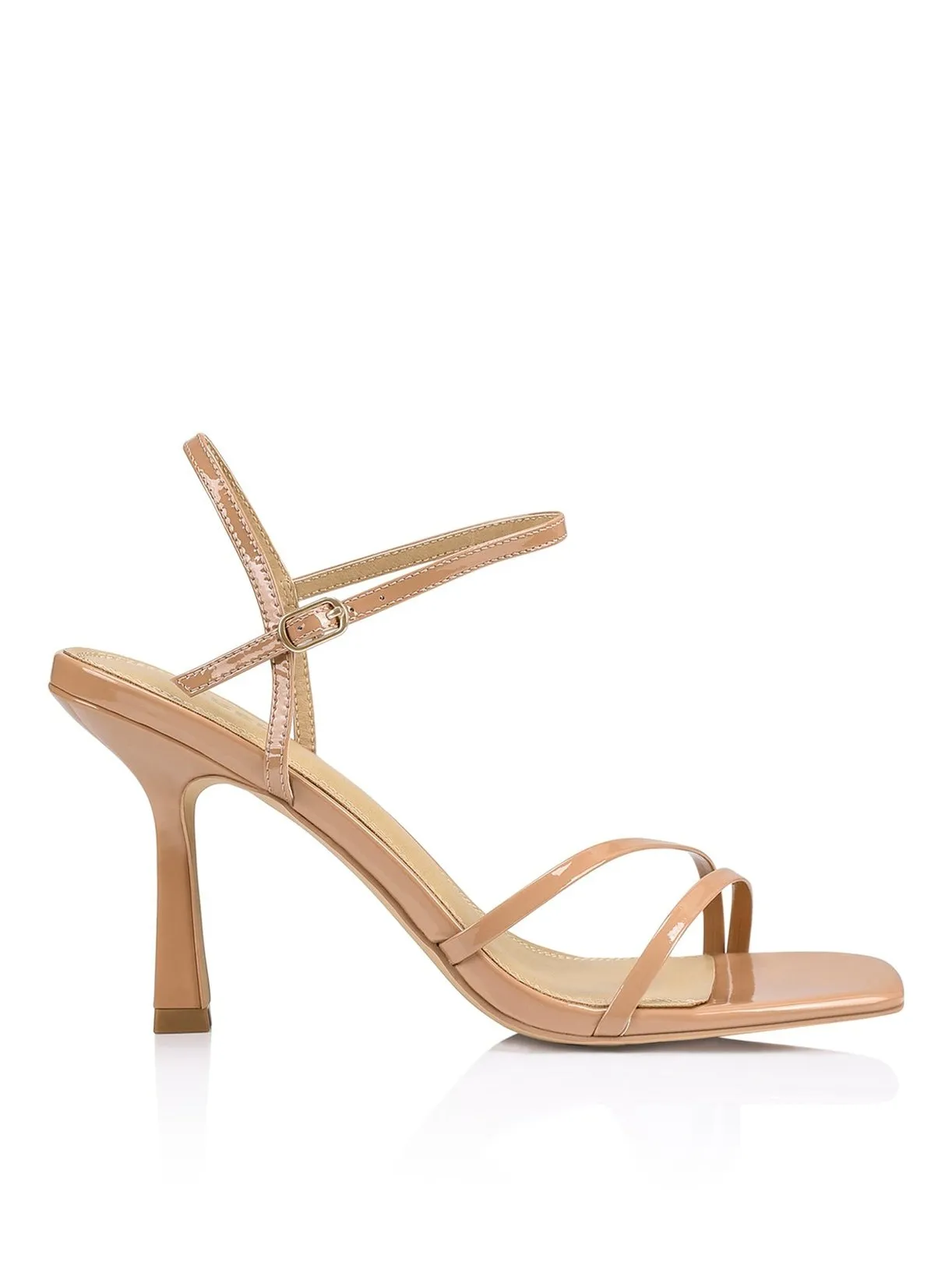 Speck Strappy Heels - Tan Patent Leather