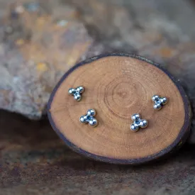 Three Dot Stud Earring Set, 4mm and 5mm